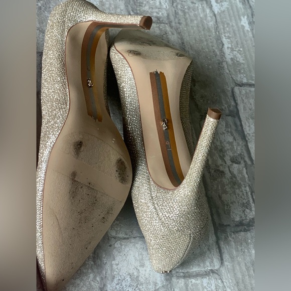 SAM EDELMAN: HAZEL POINTED TOE HEEL, LIGHT GOLD MESH - Picture 13 of 14